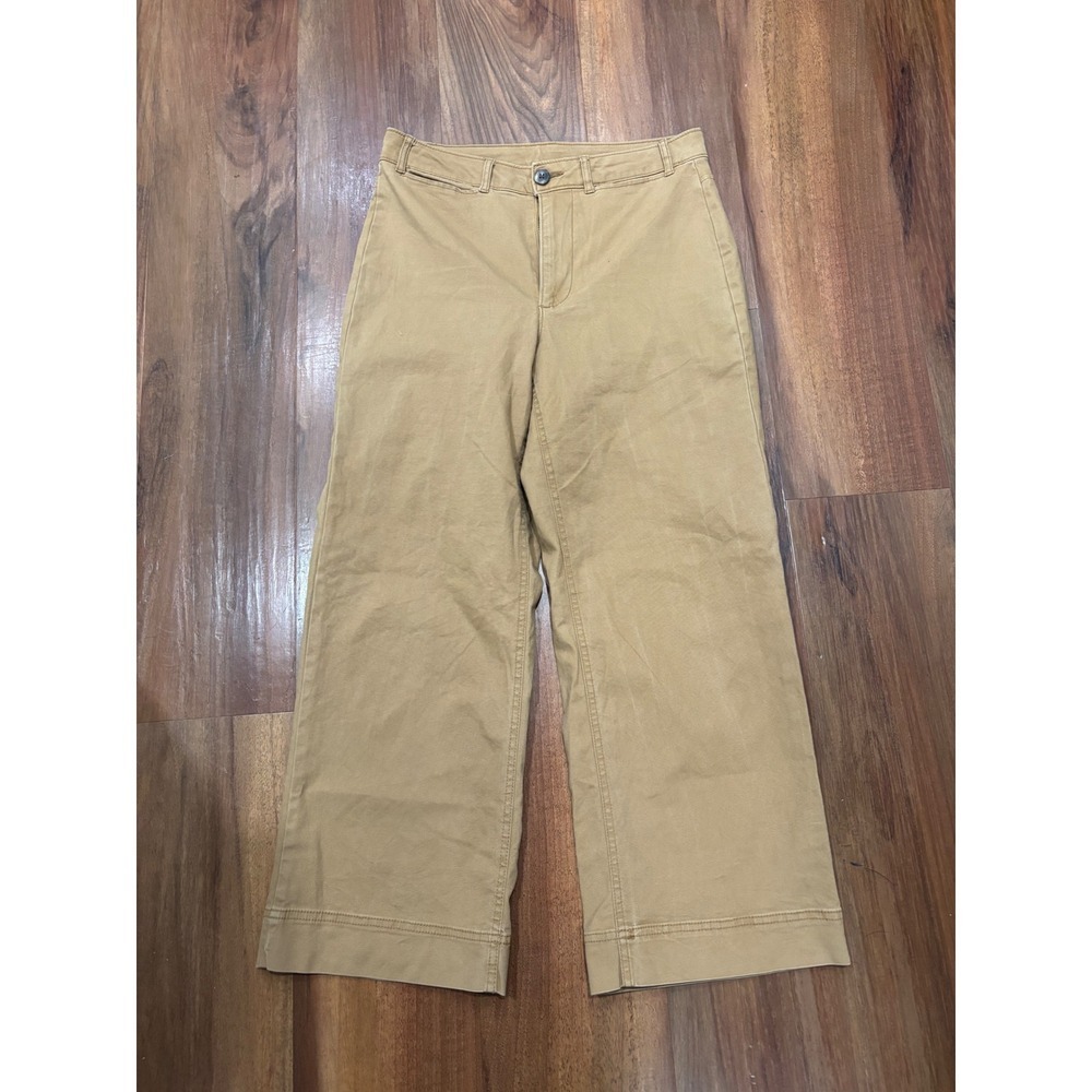 Old Navy Womens Tan Khaki High Waisted Wide Leg Chino Pants Size 8 Cropped